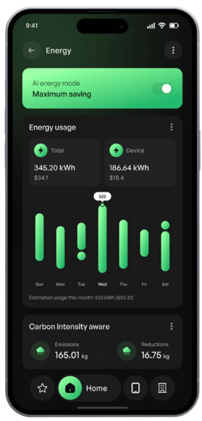 Nexomatic AI bill prediction screen